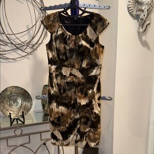 AB Studio Brown and Black Patterned Mini Dress